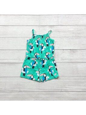 Okie Dokie Kids Toucan Print Green Sleeveless Romper 3T